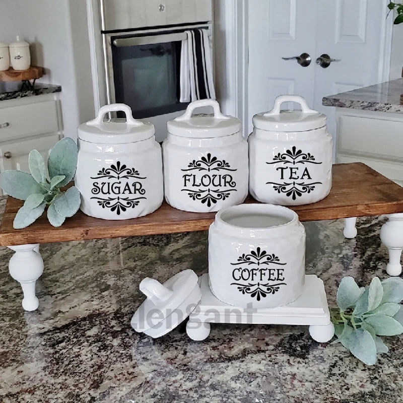 Coffee, Tea, Flour, Sugar Vinyl Art Decals
