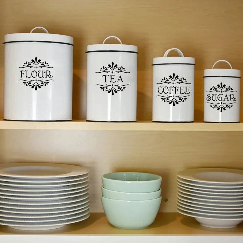 Coffee, Tea, Flour, Sugar Vinyl Art Decals
