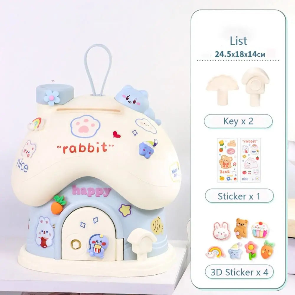 Mushroom House Money Box Plastic Key