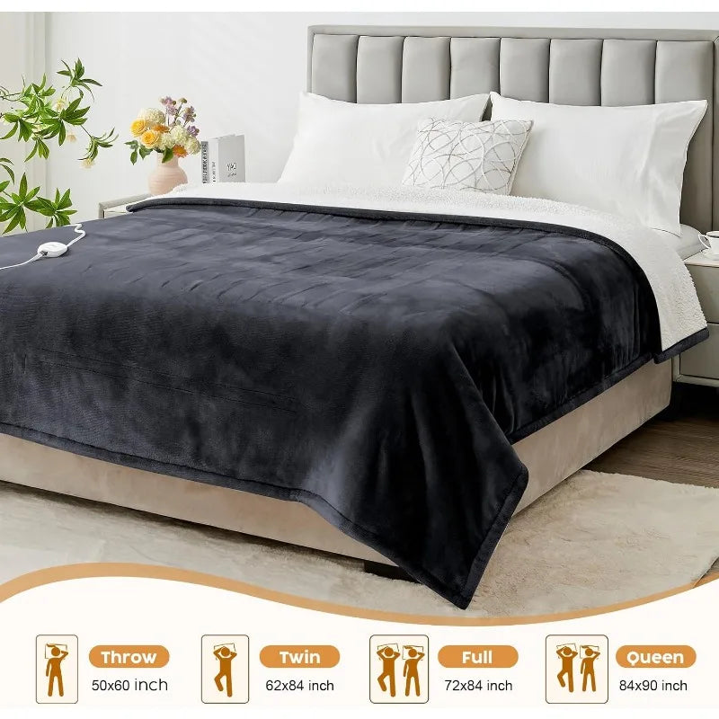 Heated Flannel Throw Blanket