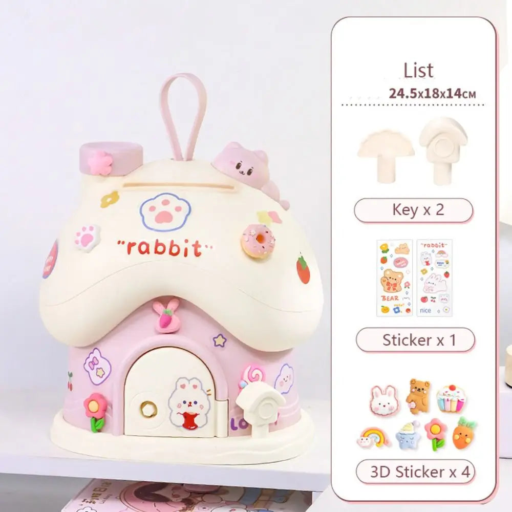 Mushroom House Money Box Plastic Key