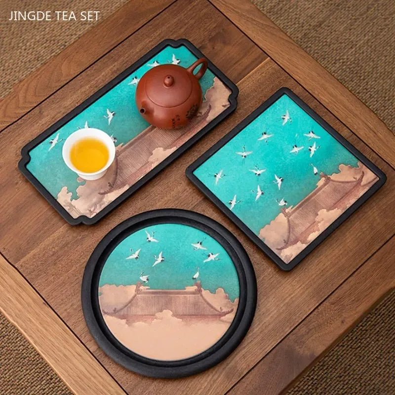 Creative Absorbent Ceramic Tea Tray