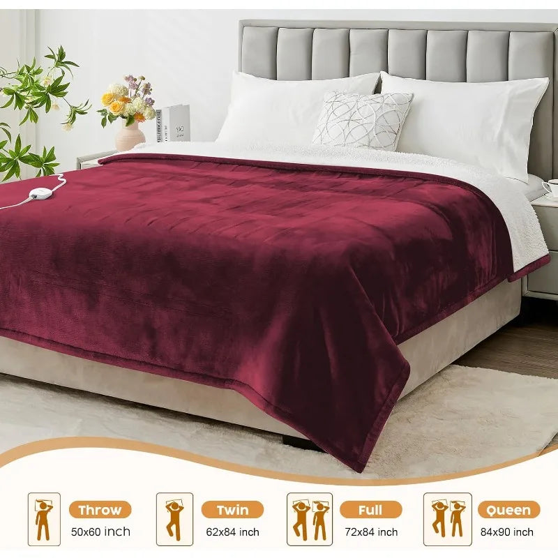 Heated Flannel Throw Blanket