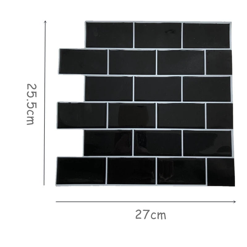 Adhesive Peel and stick Black Tile Backsplash