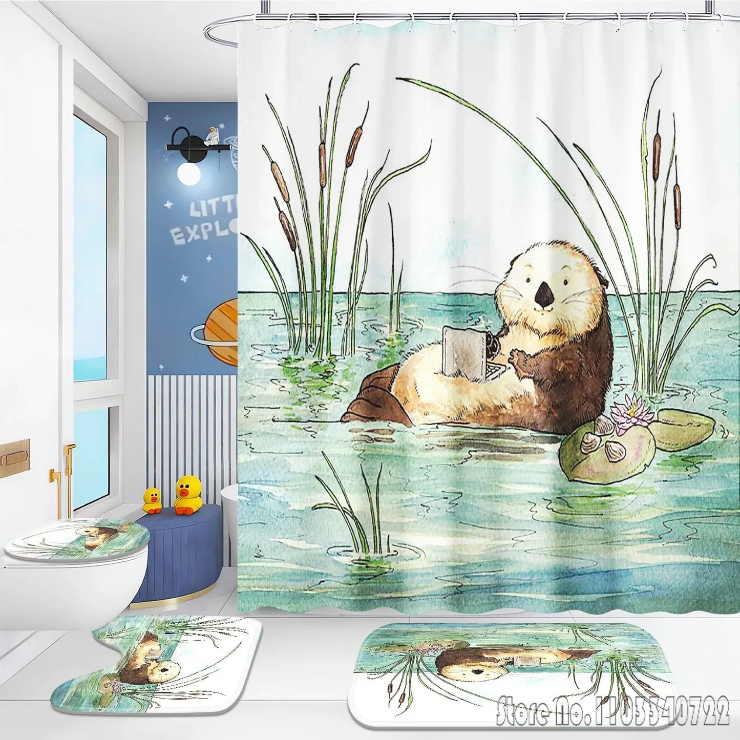 Otter Animal Anime Bath Shower Curtain