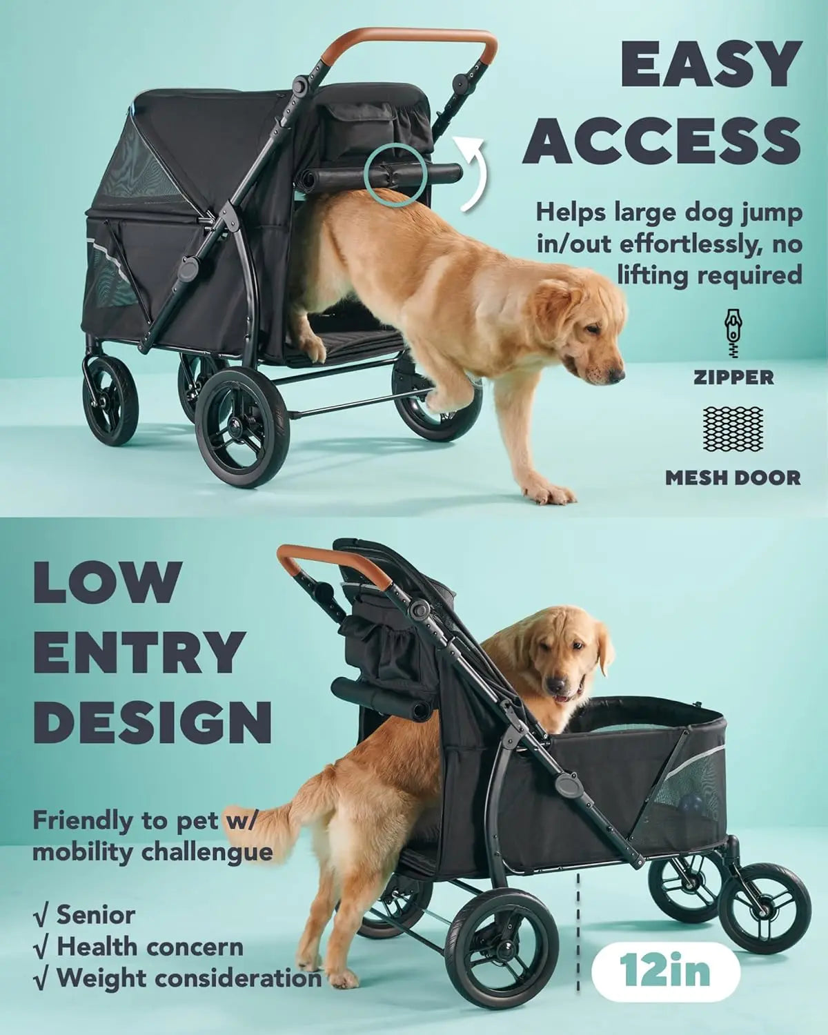 Large Pet Stroller for Multiple Pets