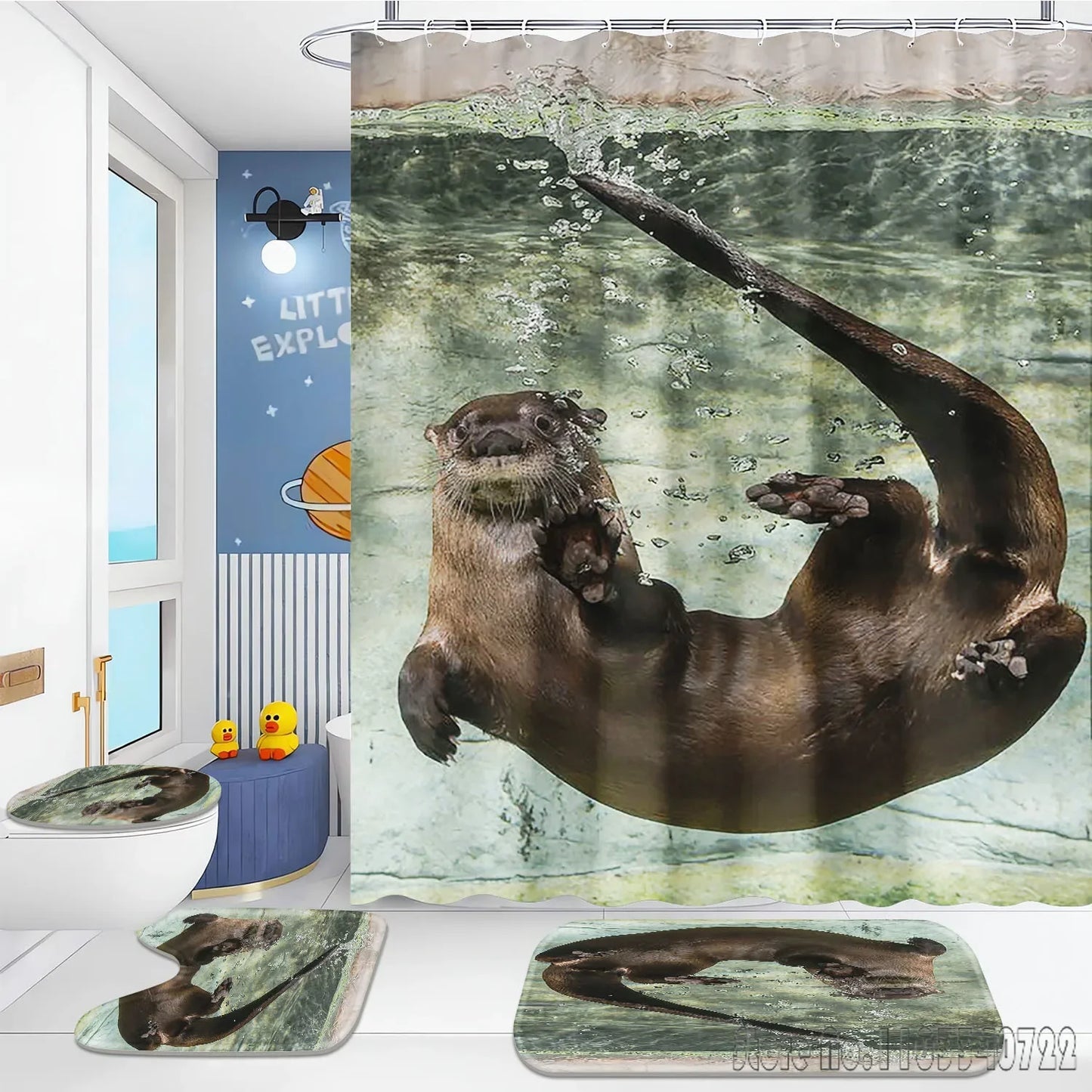 Otter Animal Anime Bath Shower Curtain