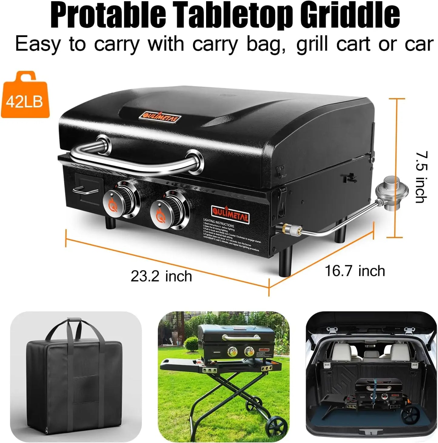 Portable Griddle Flat Top 22 Inch