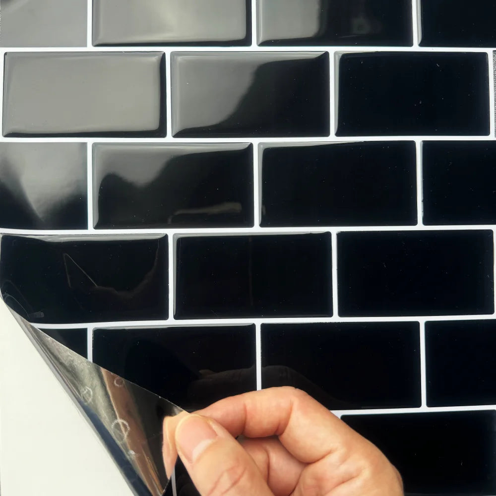 Adhesive Peel and stick Black Tile Backsplash