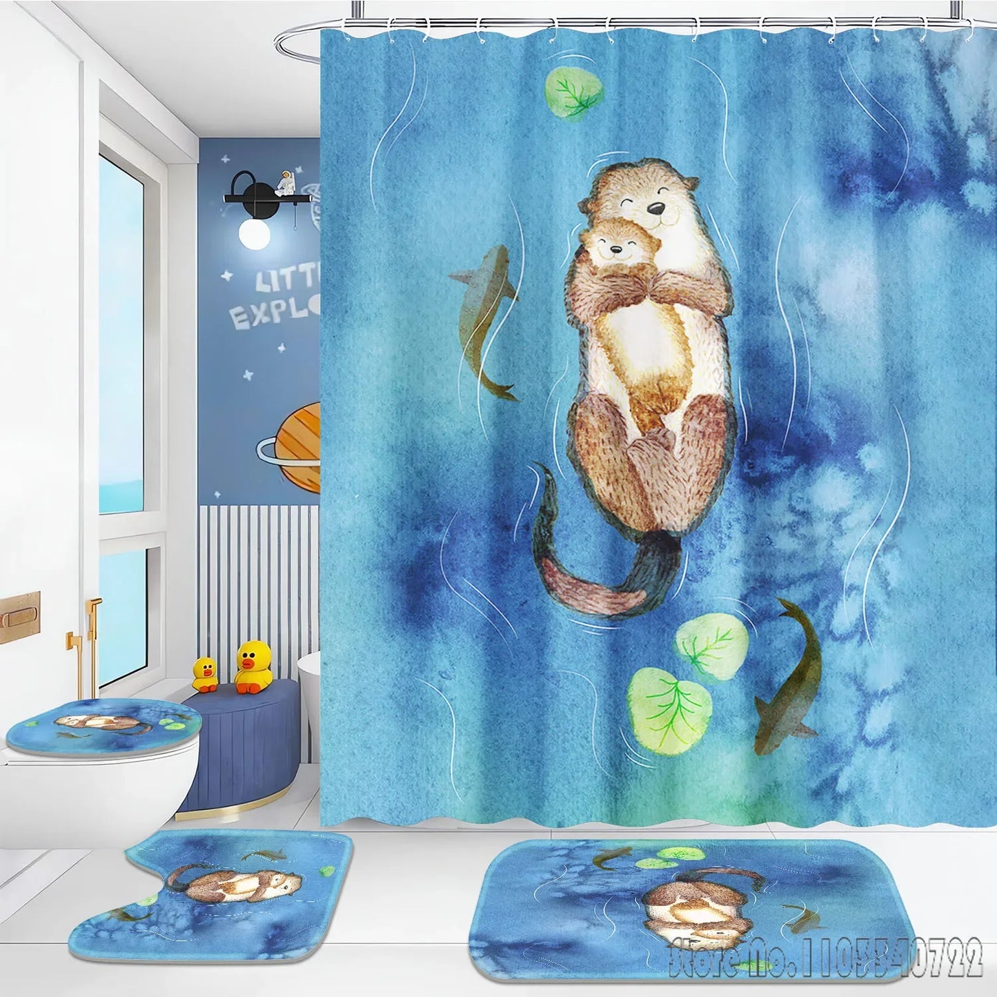 Otter Animal Anime Bath Shower Curtain