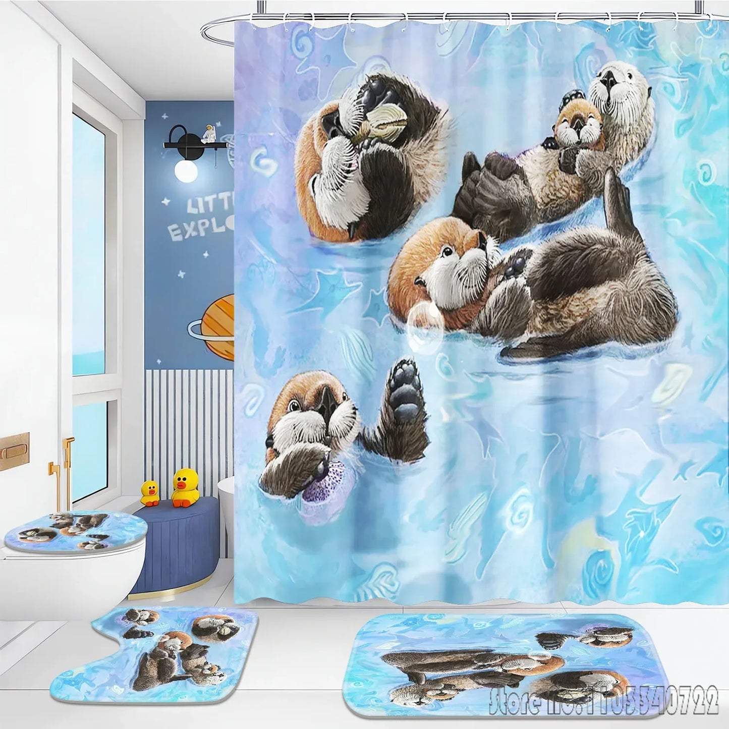 Otter Animal Anime Bath Shower Curtain