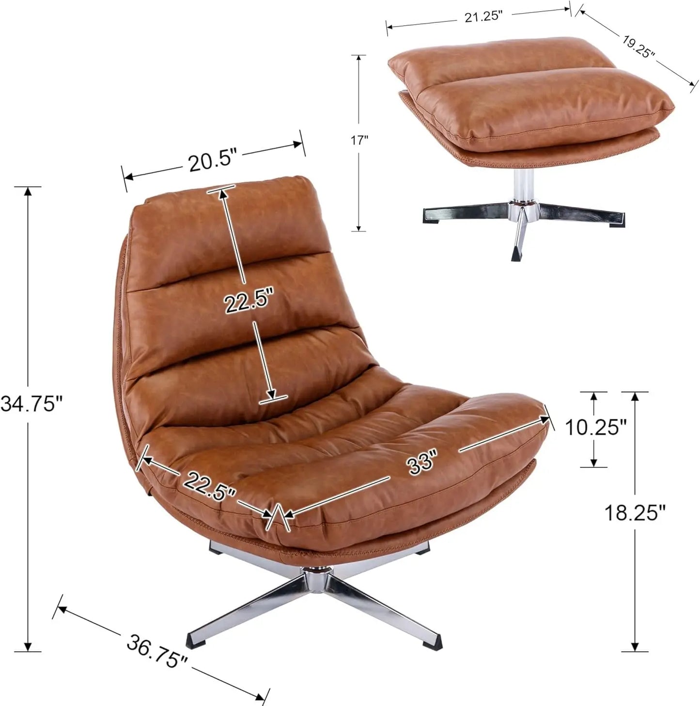 Swivel Accent Chair with Ottoman