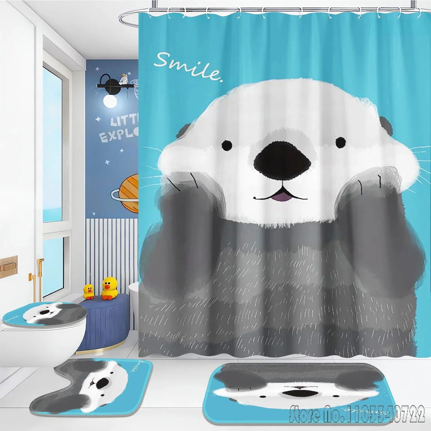 Otter Animal Anime Bath Shower Curtain