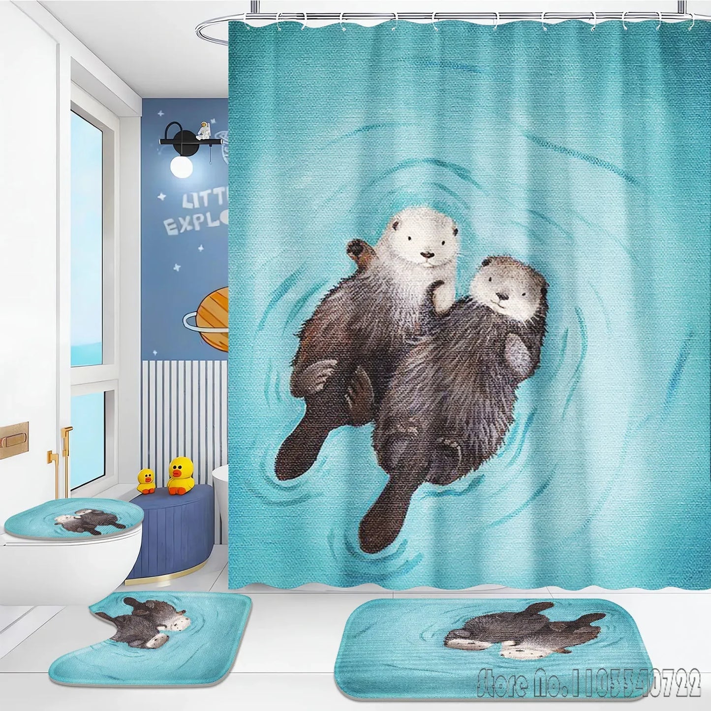 Otter Animal Anime Bath Shower Curtain