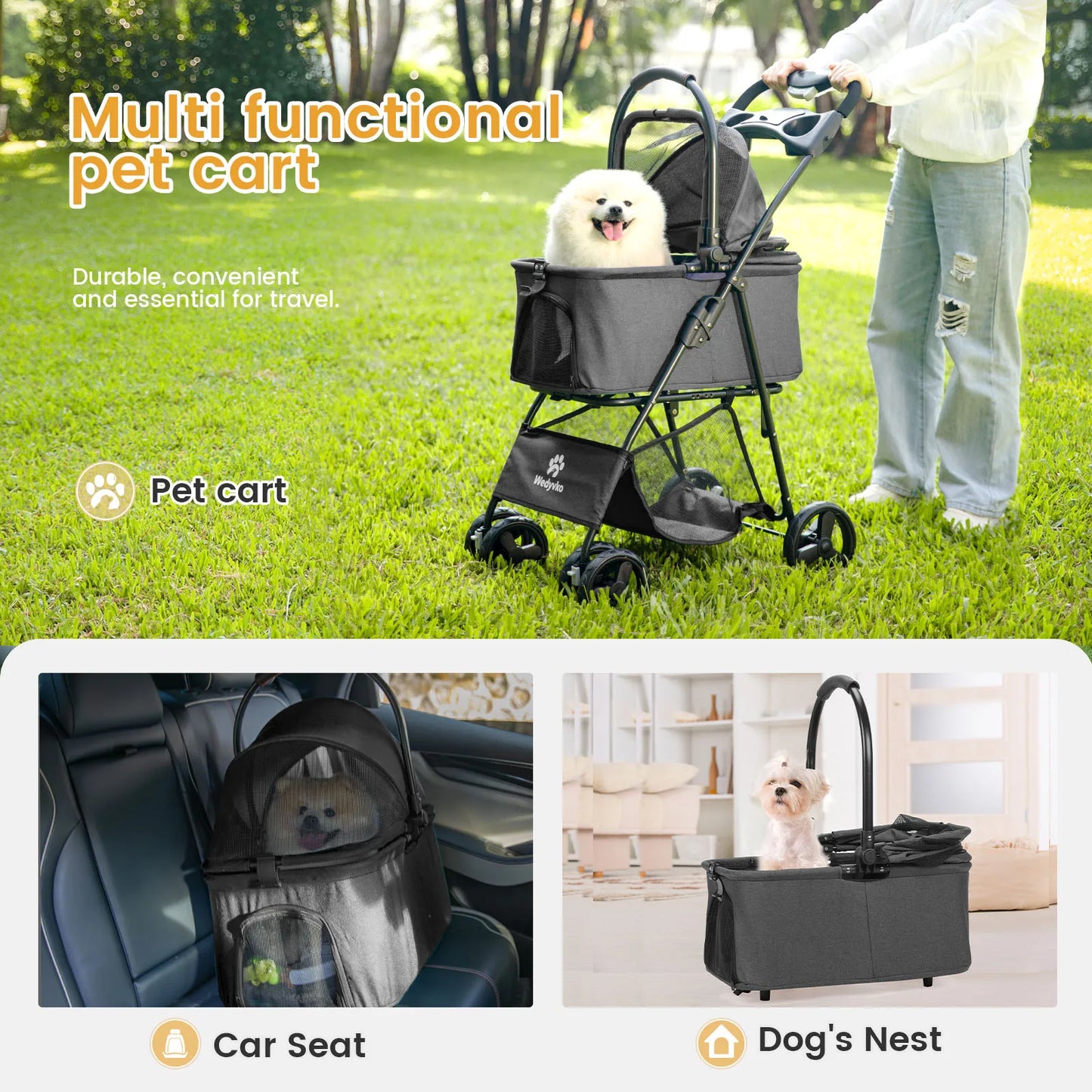 Luxury Detachable Pet Stroller