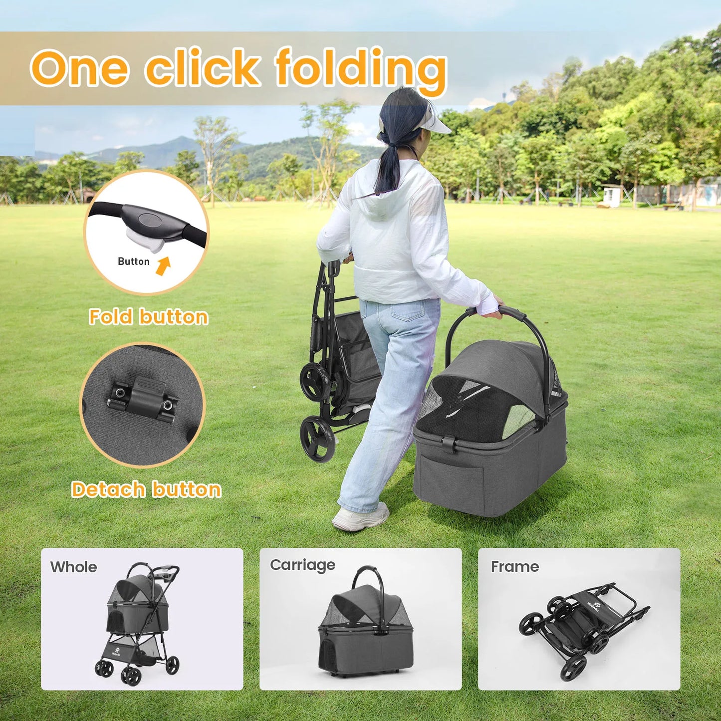 Luxury Detachable Pet Stroller