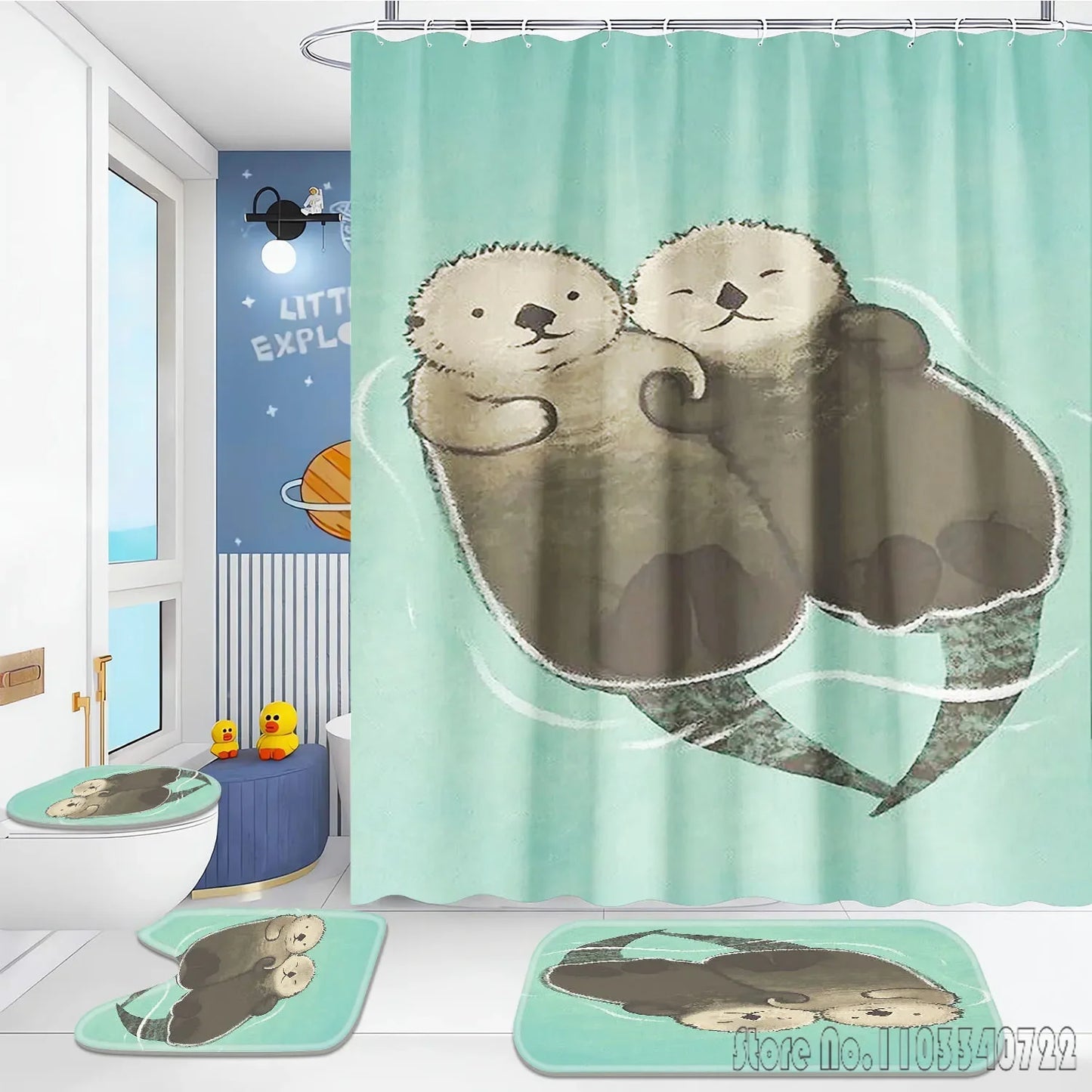 Otter Animal Anime Bath Shower Curtain