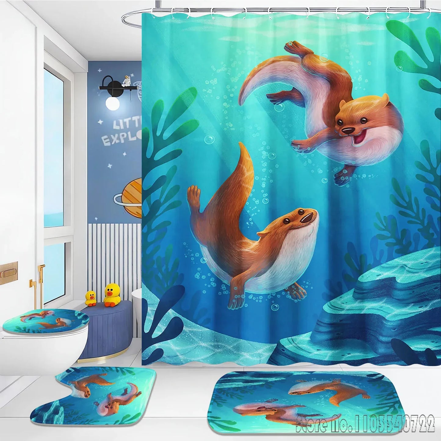 Otter Animal Anime Bath Shower Curtain