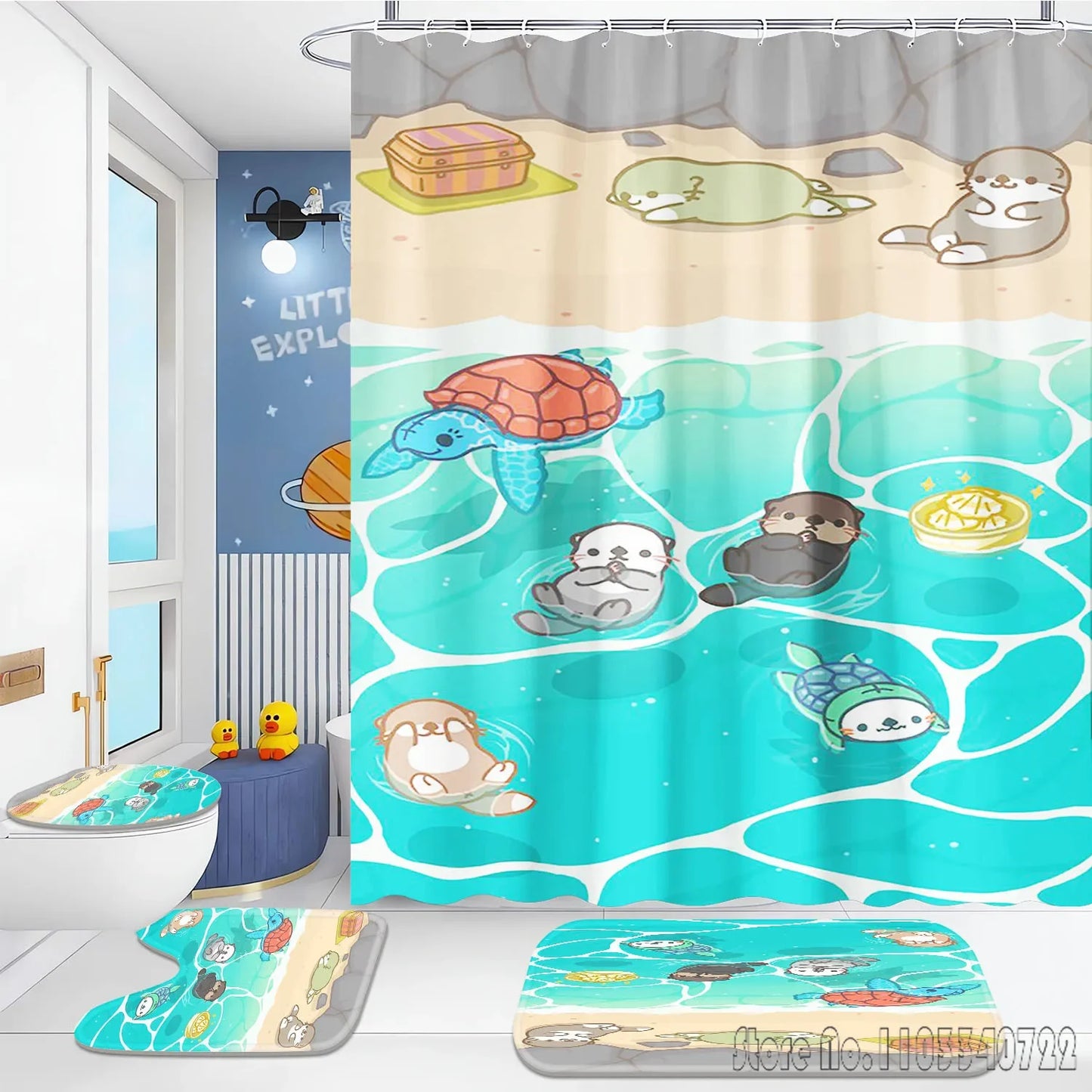 Otter Animal Anime Bath Shower Curtain