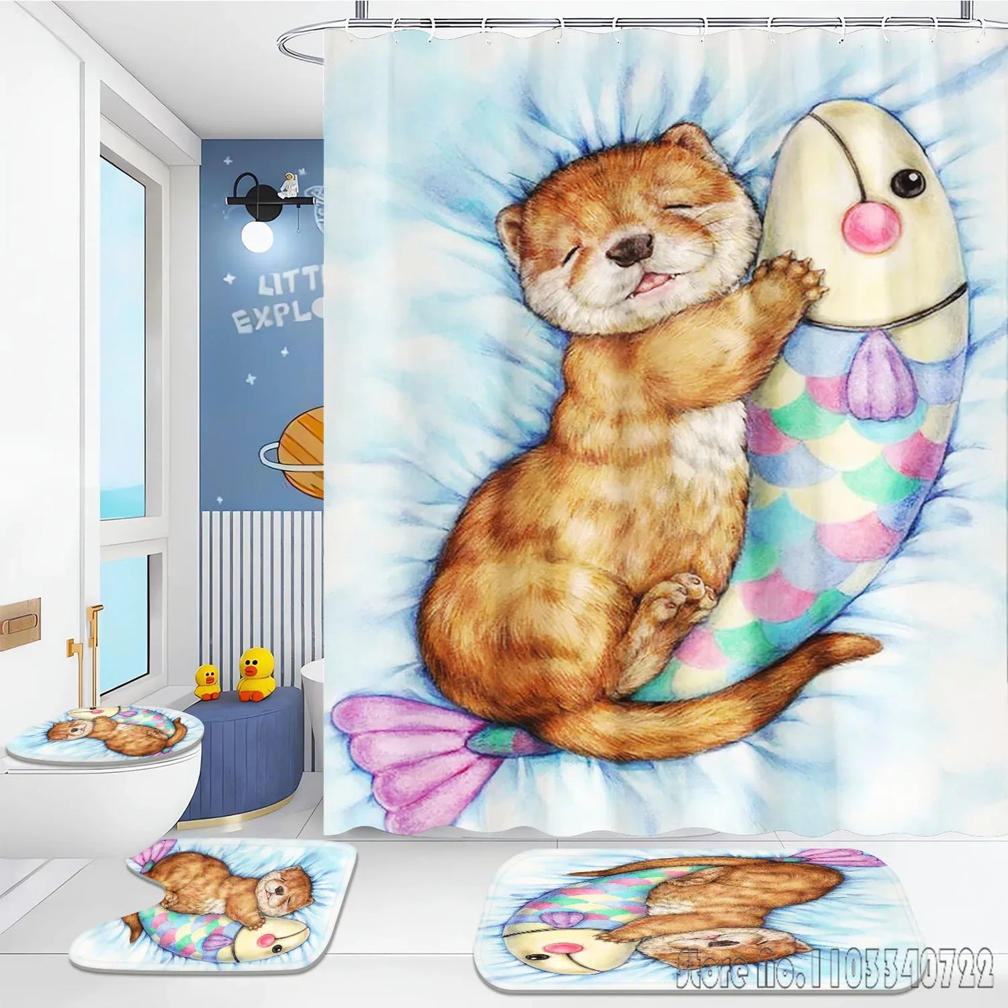 Otter Animal Anime Bath Shower Curtain