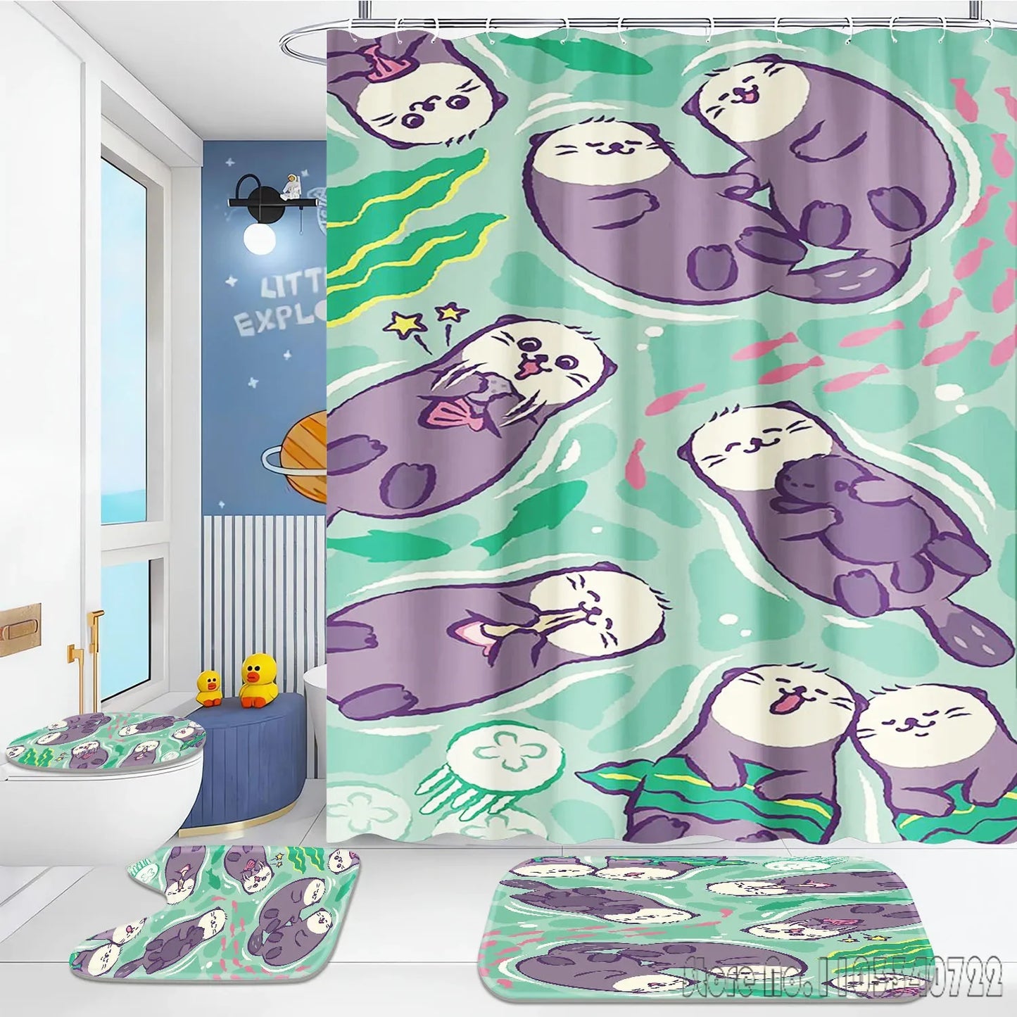 Otter Animal Anime Bath Shower Curtain