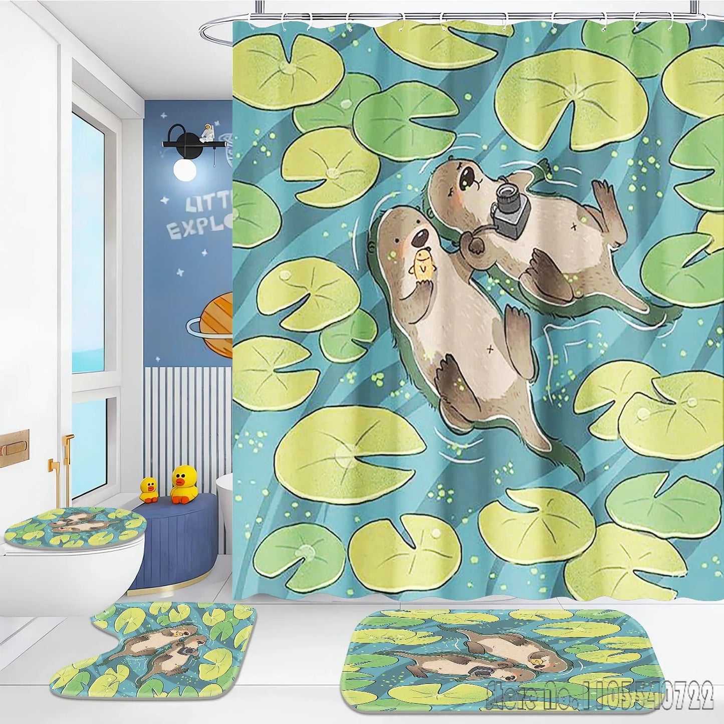 Otter Animal Anime Bath Shower Curtain