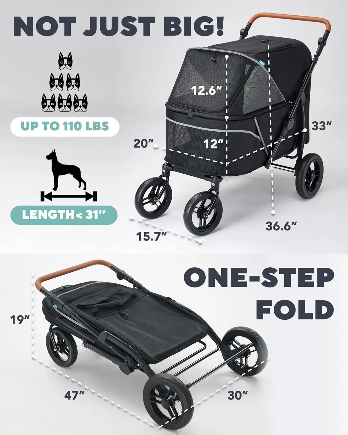 Large Pet Stroller for Multiple Pets