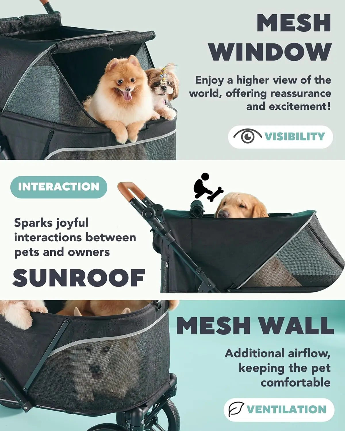 Large Pet Stroller for Multiple Pets