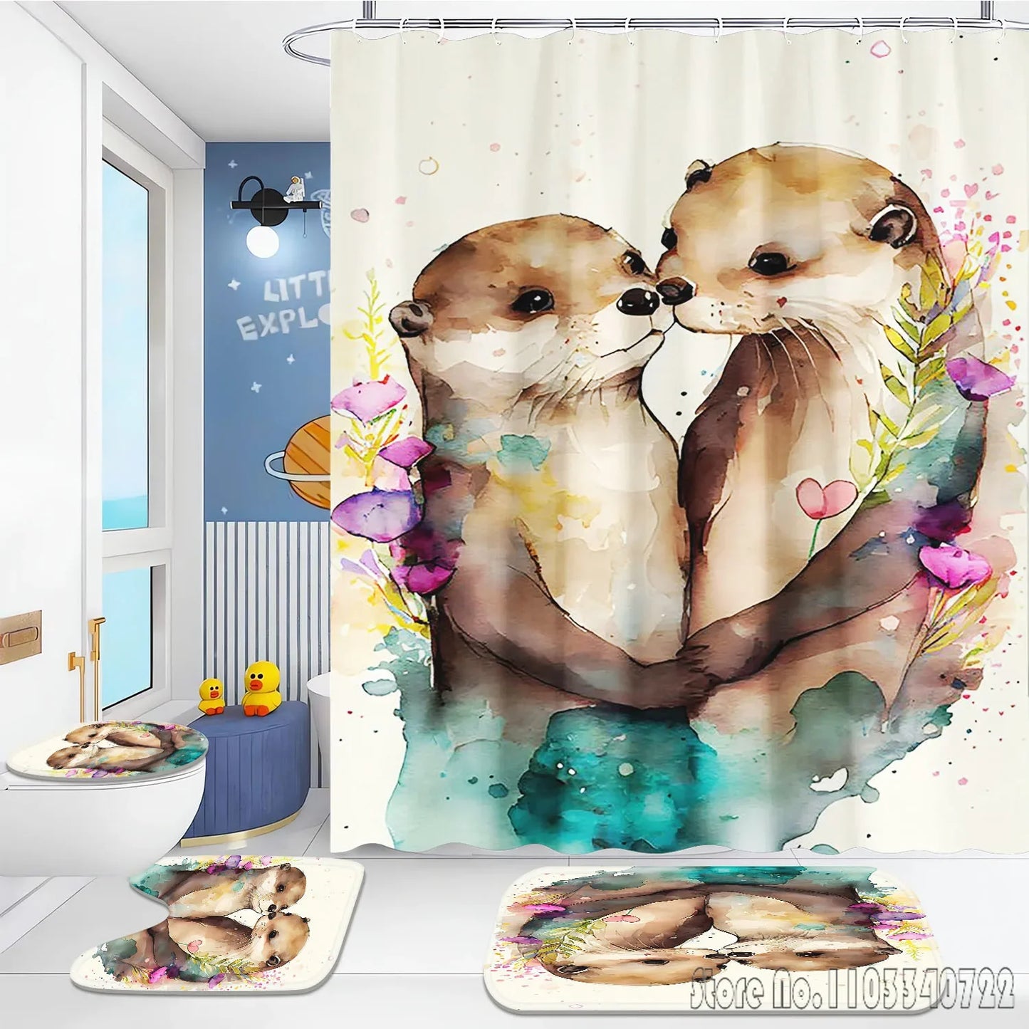 Otter Animal Anime Bath Shower Curtain